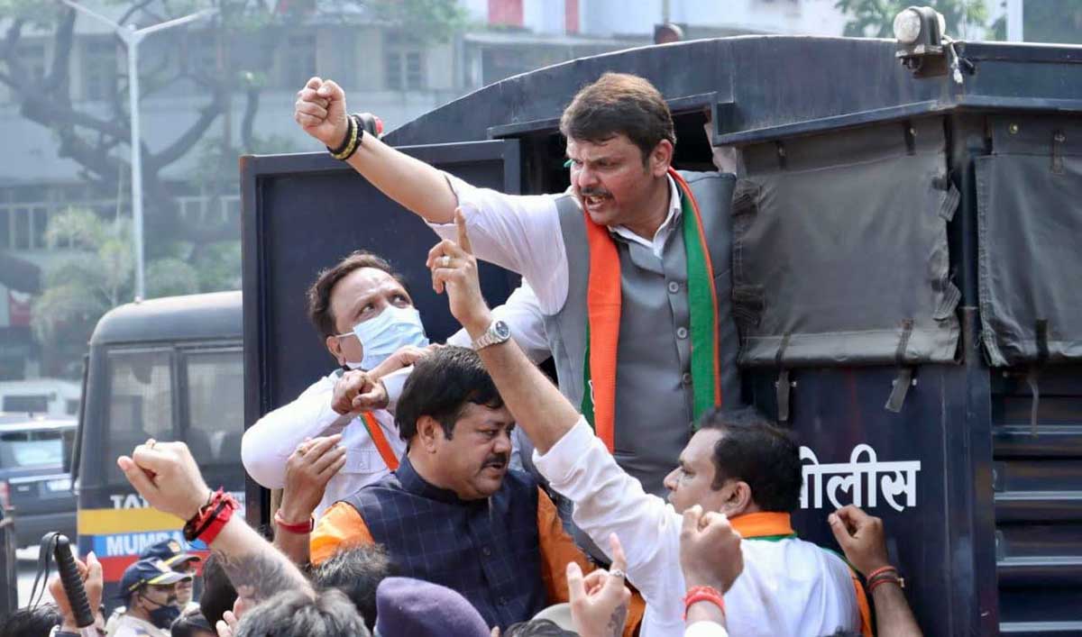 devendra fadnavis, fadnavis, bjp, morcha, bjp morcha, devendra, nawab malik, ncp malik, ncp, nawab malik protest, bjp protest, bjp mumbai